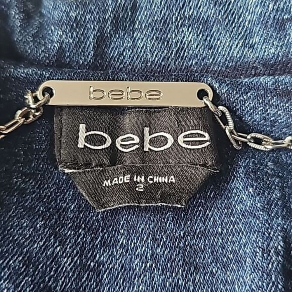 Bebe -956 Tailored Double Breasted Denim Jacket in Antique‎ Indigo Wash size 2 - Picture 3 of 16